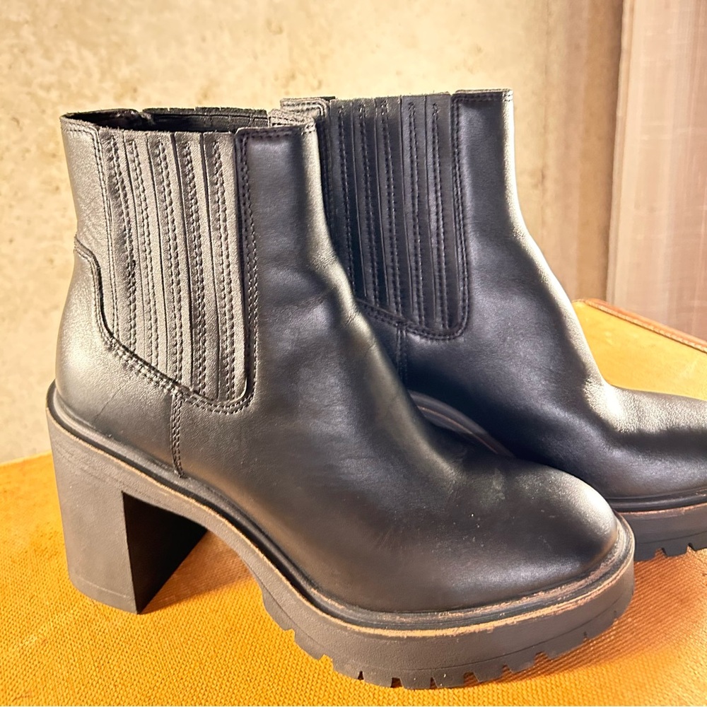 Dolce Vita Black Chunky Heel Ankle Boots - Picture 13 of 14